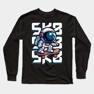 Astronaut Riding A Skateboard Long Sleeve T-Shirt